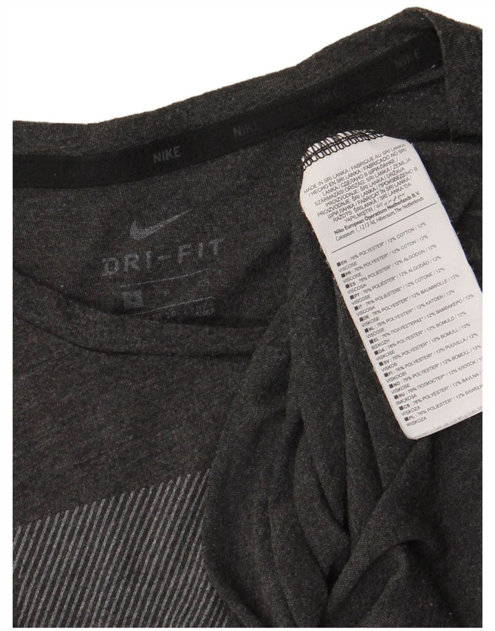 NIKE Herre Dri Fit grafisk T-shirt top lille grå nålestribet polyester
