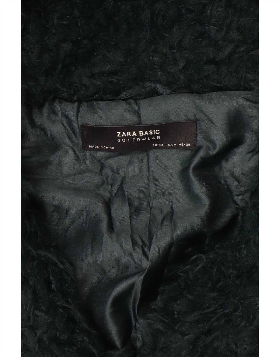 Zara Dame Teddy Overfrakke med hætte UK 14 Medium Green