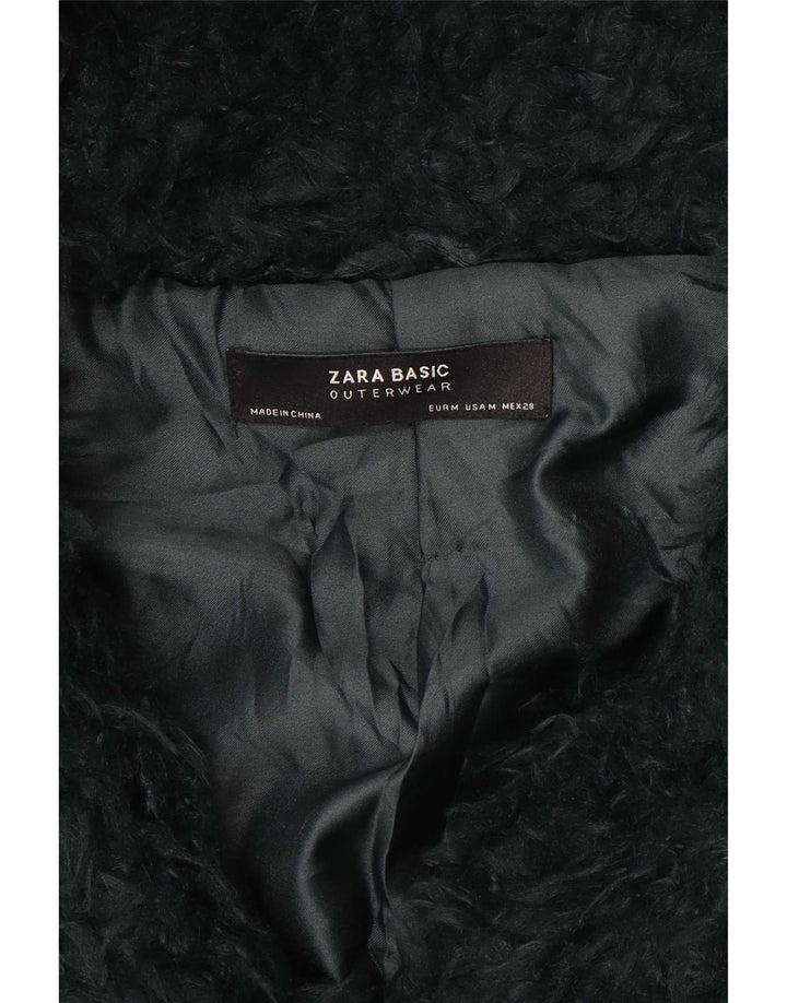 Zara Dame Teddy Overfrakke med hætte UK 14 Medium Green