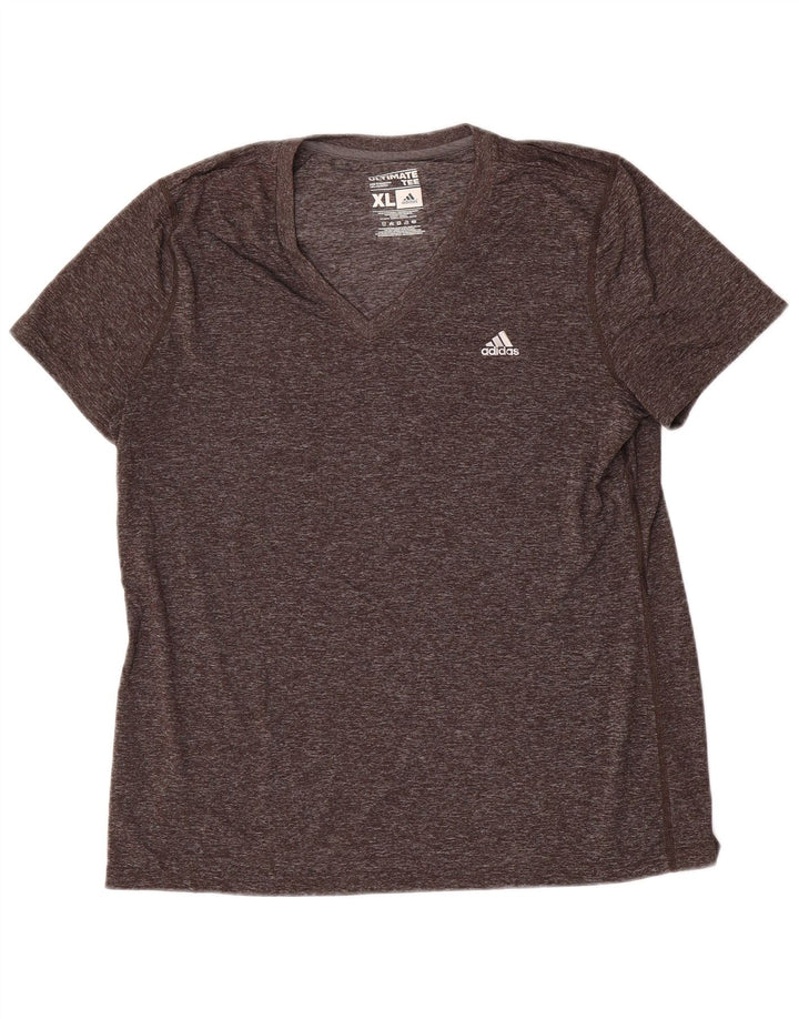 Adidas Dame T-Shirt Top UK 18 XL Grå Flecked Polyester
