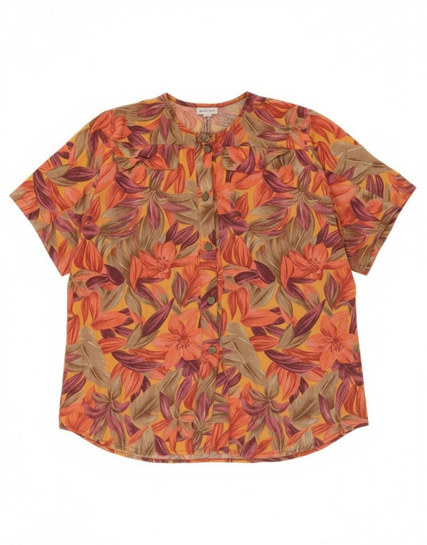 Vintage kvinders kortærmet skjortebluse UK 18 XL flerfarvet blomster