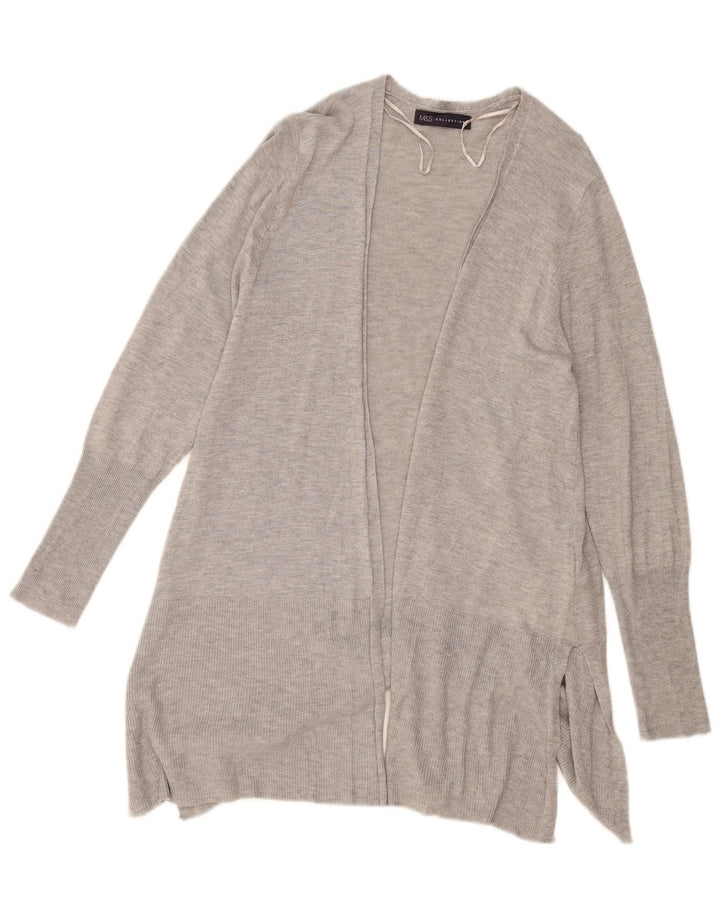Marks & Spencer Dame Longline Open Cardigan Sweater UK 14 Medium Grey