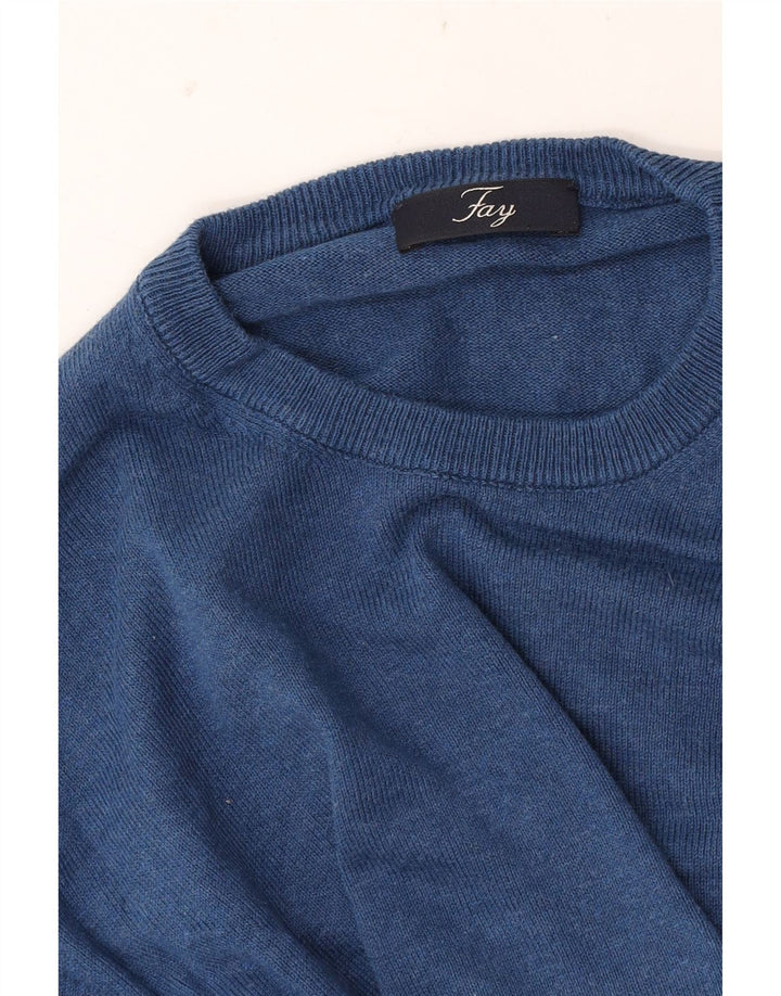 Fay herre rund hals sweater mellemblå