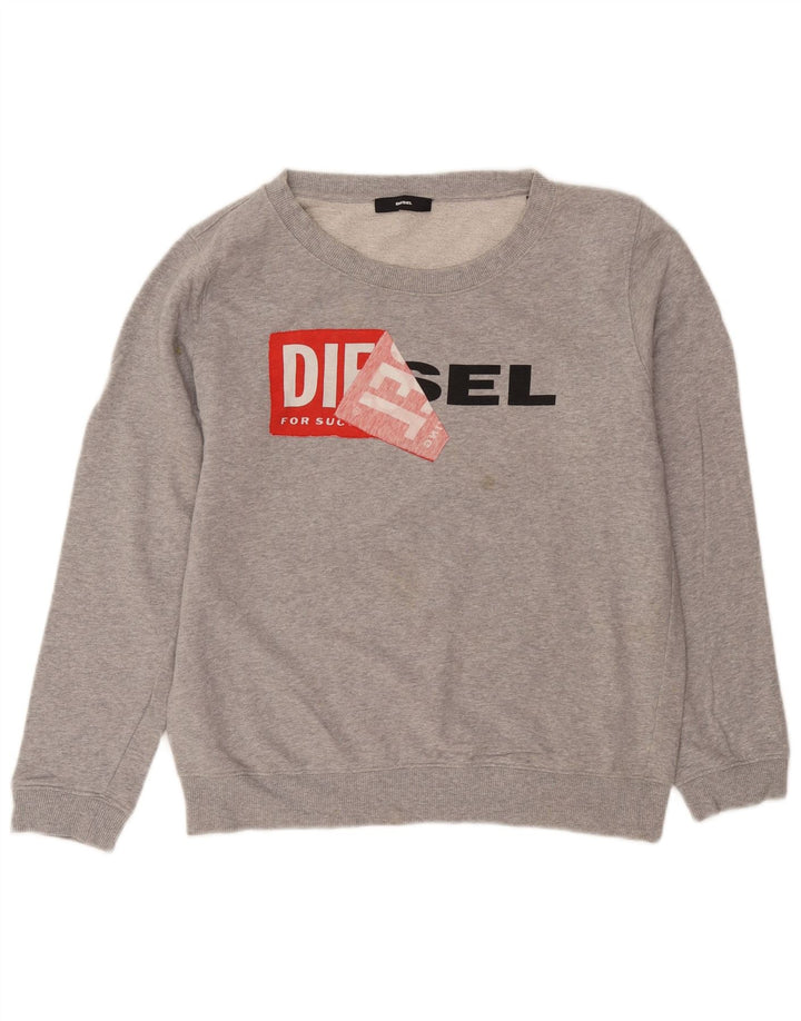 Diesel Herre Grafisk Sweatshirt Jumper Lille Grå Bomuld
