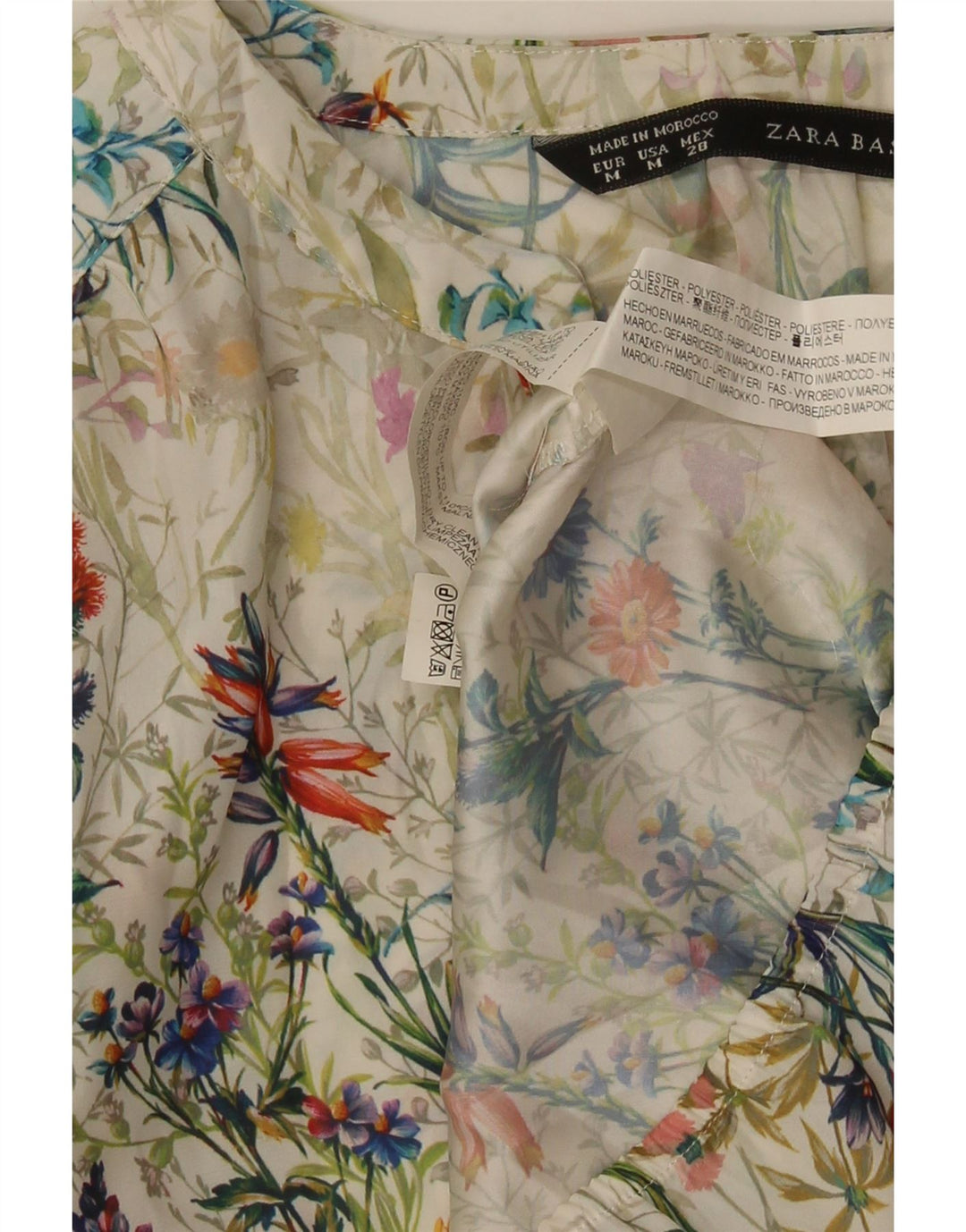 Zara Damebluse Top UK 12 Medium Multicolored Floral Polyester