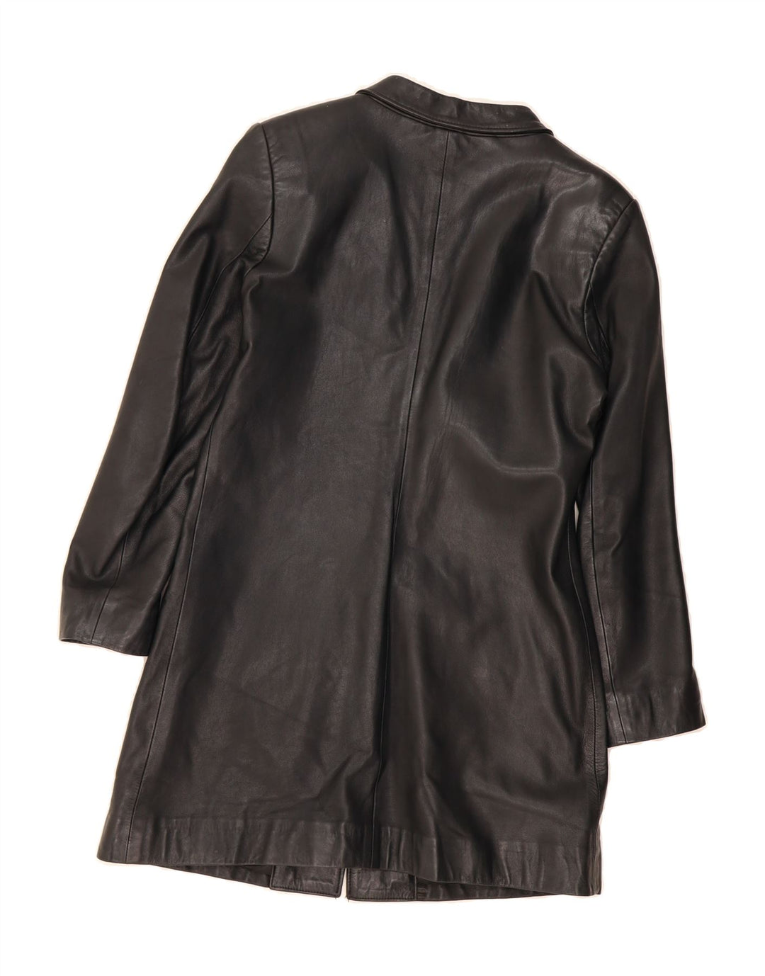 VINTAGE Womens Leather Coat UK 10 Small Black Leather Vintage Vintage and Second-Hand Vintage from Messina Hembry 