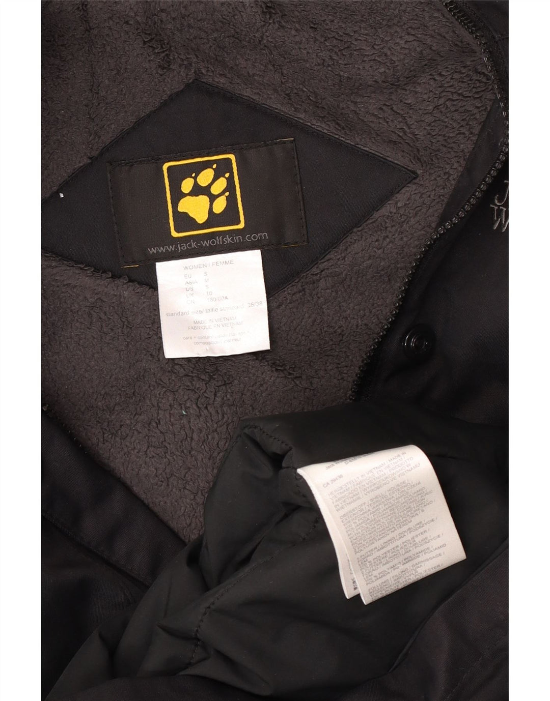 Jack Wolfskin Dame Hætte Oversized Windbreaker Coat UK 10 Small Black