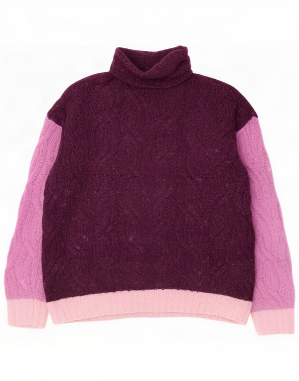 Marks & Spencer dametrøjetrøje med rullehals UK 6 XS Lilla Colourblock
