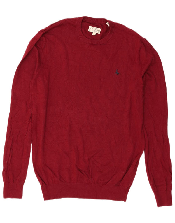 Jack Wills Mens Regular Fit Crew Neck Jumper Sweater Medium Red Cotton