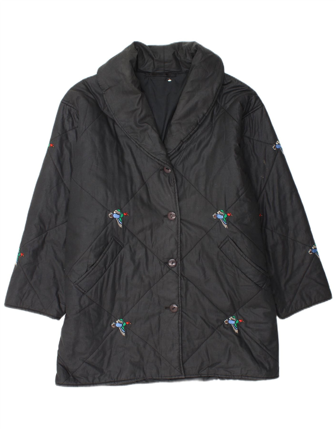 VINTAGE Dame Loose Fit Windbreaker Coat UK 20 2XL Sort Animal Print