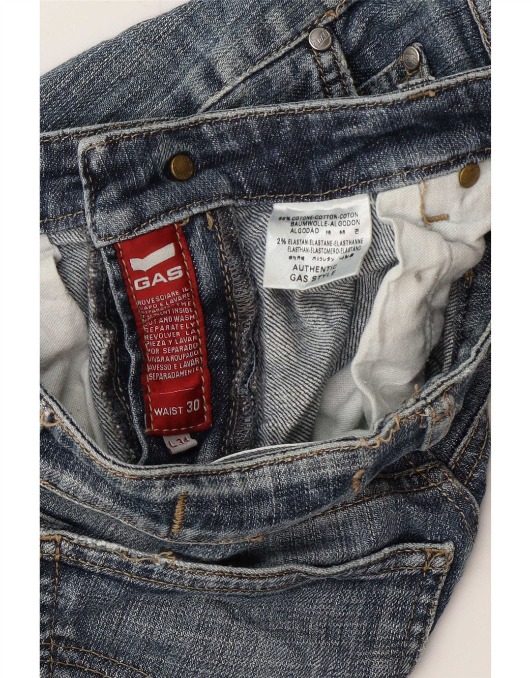 Gas Straight Jeans til kvinder W30 L30 Blå Bomuld