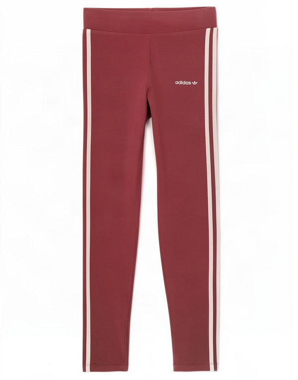 Adidas Womens Leggings UK 12 Medium Maroon Cotton