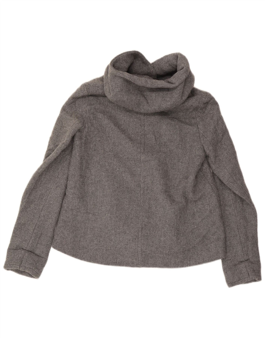 Zara Dame Hooded Bomber Jacket UK 10 Small Grey Wool