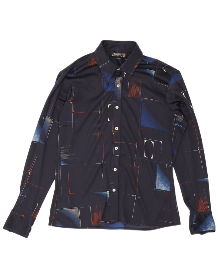 Energie Herreskjorte Stor marineblå geometrisk polyester
