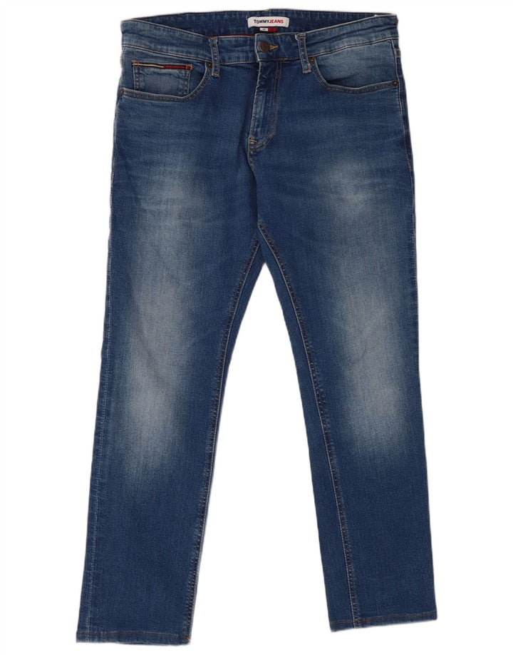 TOMMY HILFIGER Herre Scanton Slim Jeans W34 L27 Blå Bomuld