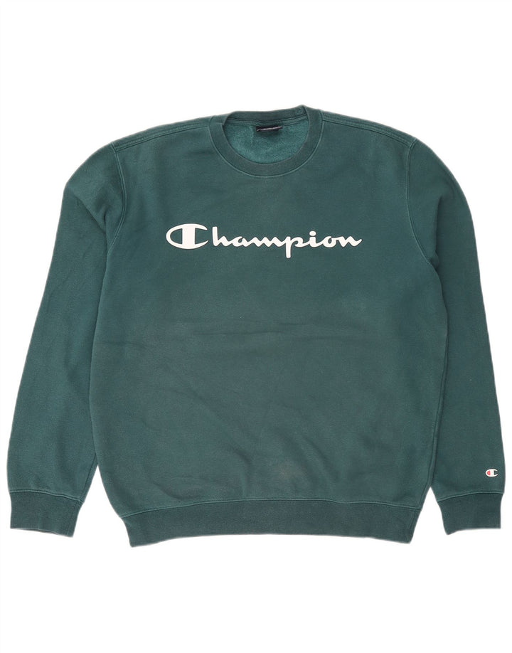 Champion Herre Grafisk Sweatshirt Jumper Large Grøn Oxid