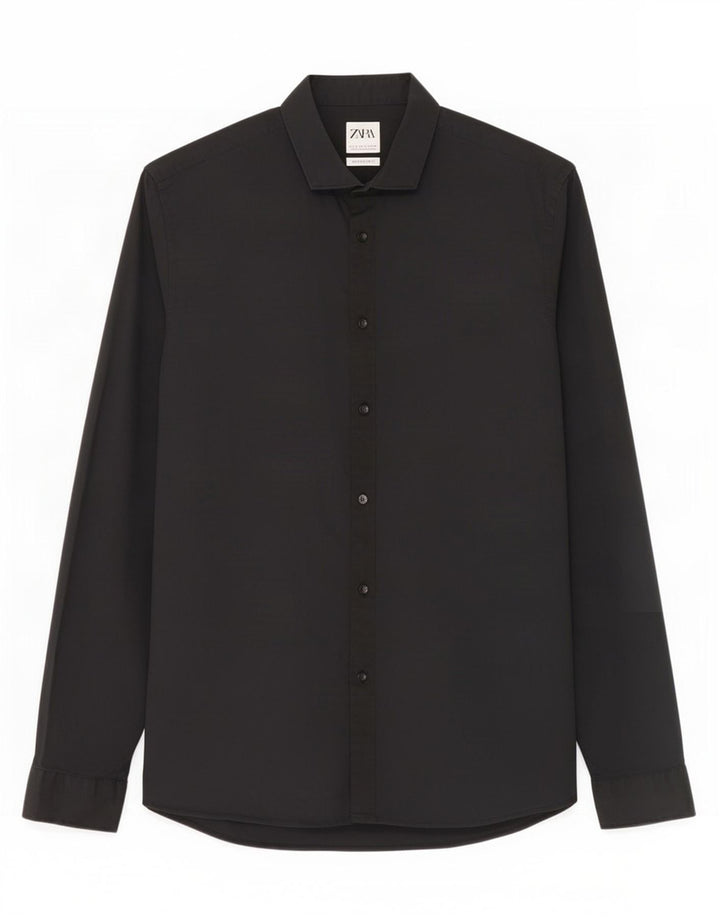 Zara Herre Super Slim Fit skjorte Stor sort bomuld