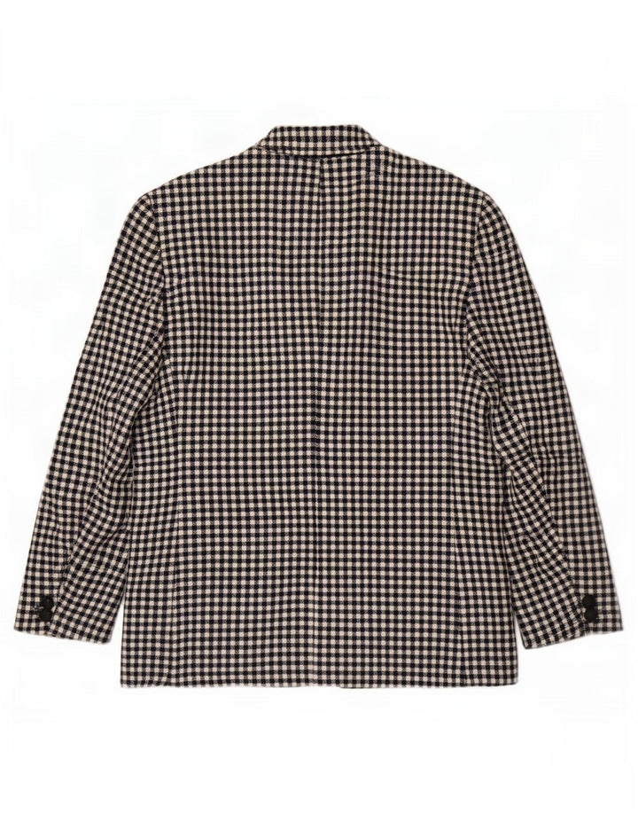 Viyella Dame 1 Knap Blazer Jakke UK 12 Medium Sort Gingham New Wool