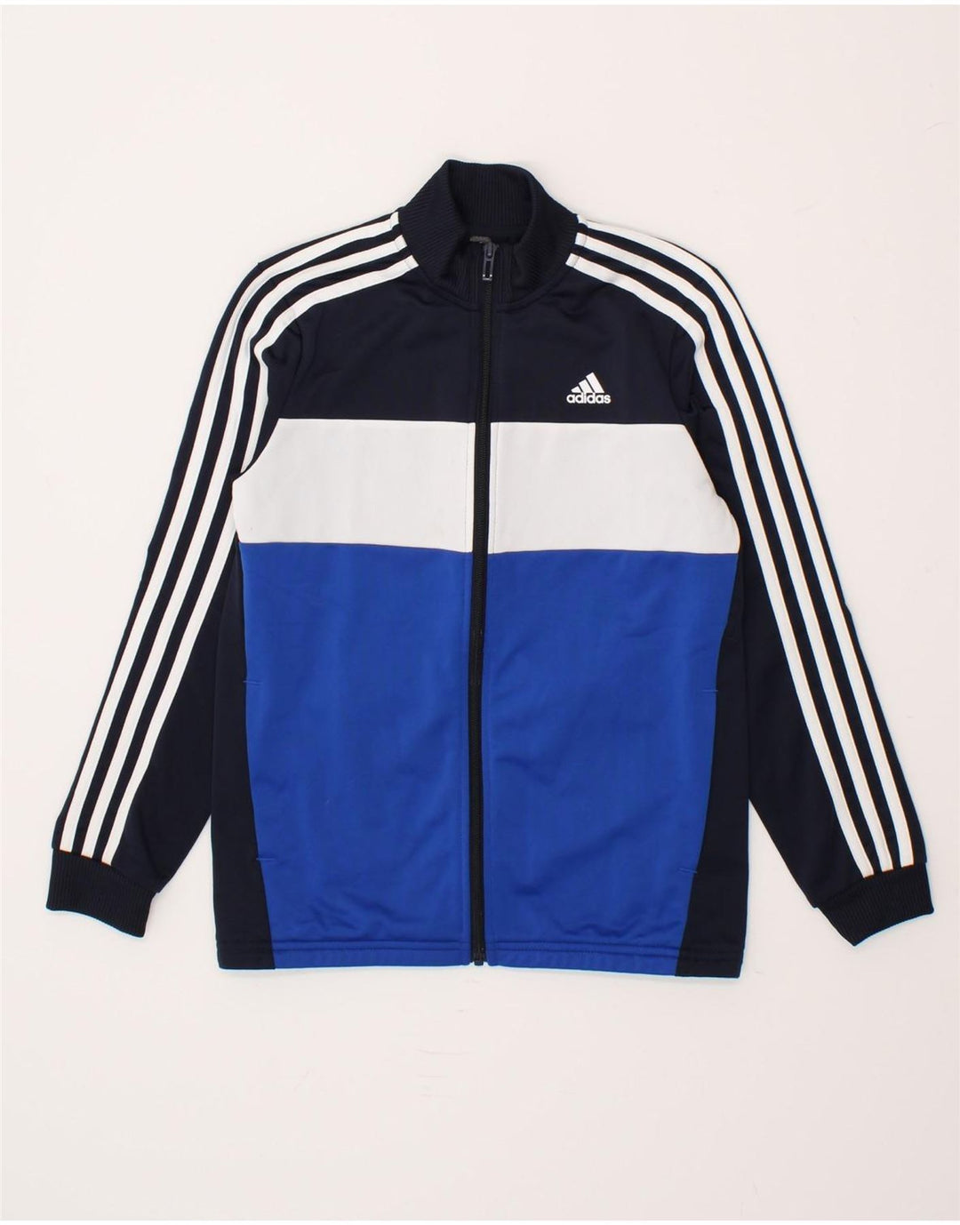ADIDAS Boys Tracksuit Top Jacket 11-12 Years Navy Blue Colourblock Vintage Adidas and Second-Hand Adidas from Messina Hembry 