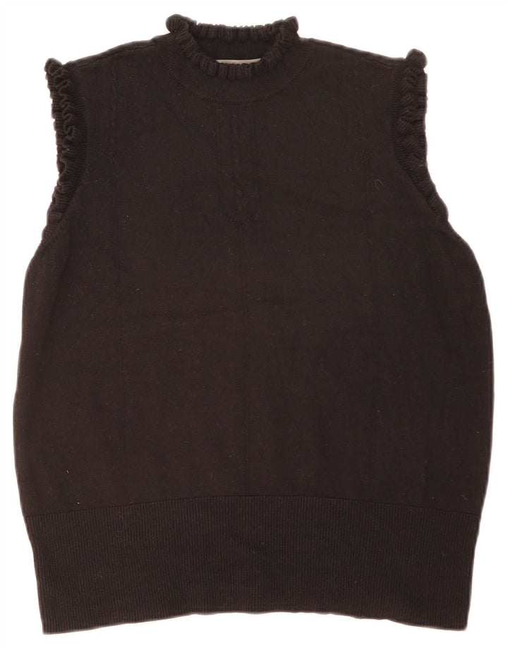 Oasis Dame Flæsevest Tank Top UK 16 Stor Sort Bomuld