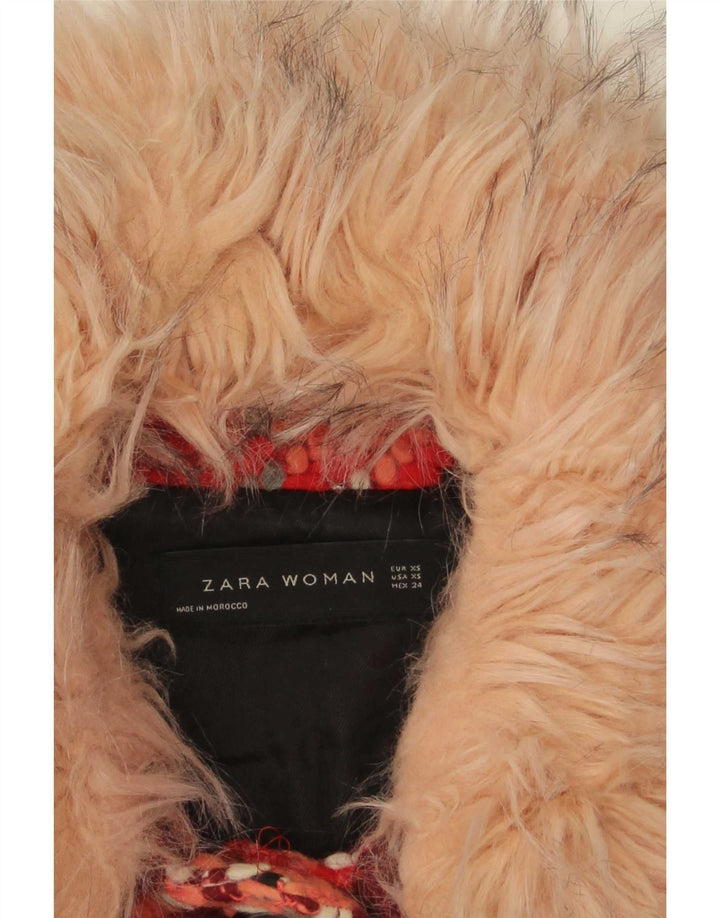 Zara Dame Overfrakke UK 6 XS Rød ternet