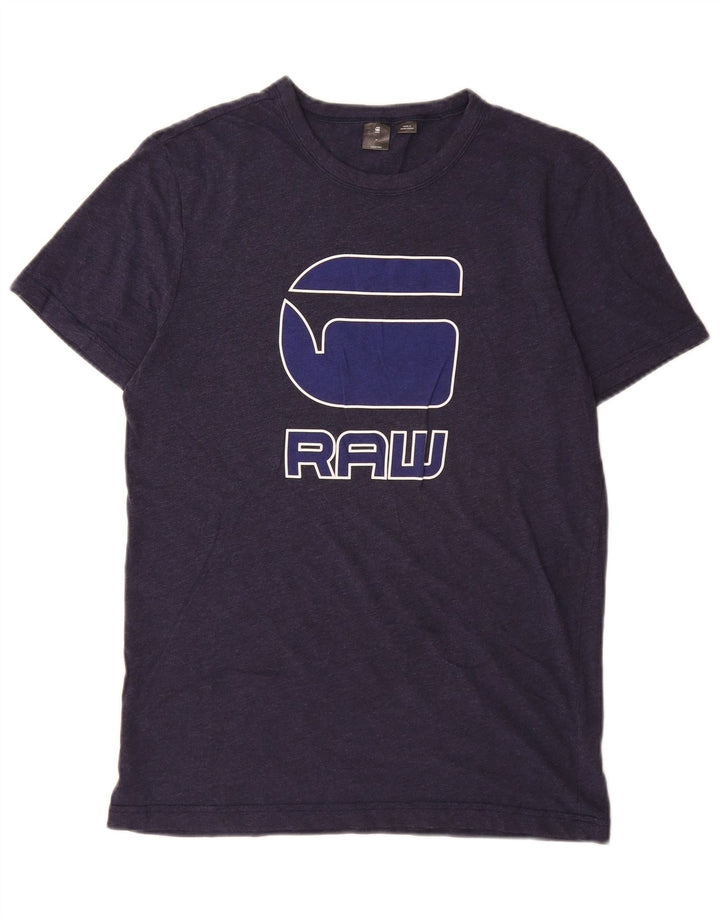 G-Star Herre grafisk T-shirt Top Medium Navyblå Bomuld