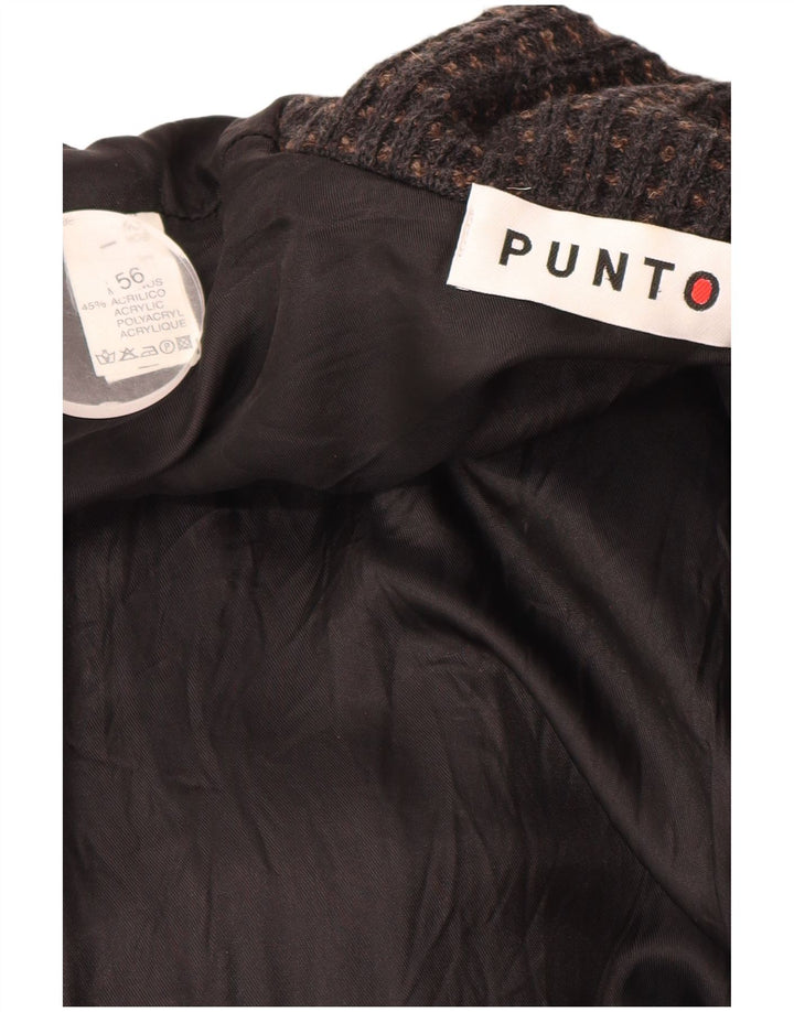 VINTAGE Herre dobbeltradet cardigan sweater IT 56 2XL Brun Geometrisk