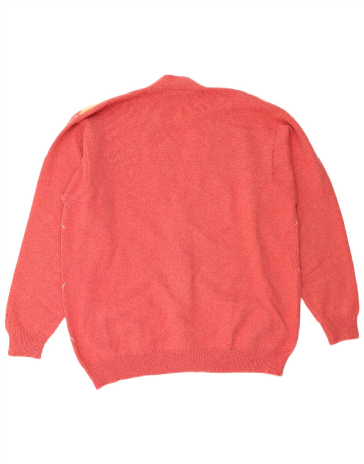 Peter Scott Herre cardigan sweater Large Pink Argyle/Diamond Wool