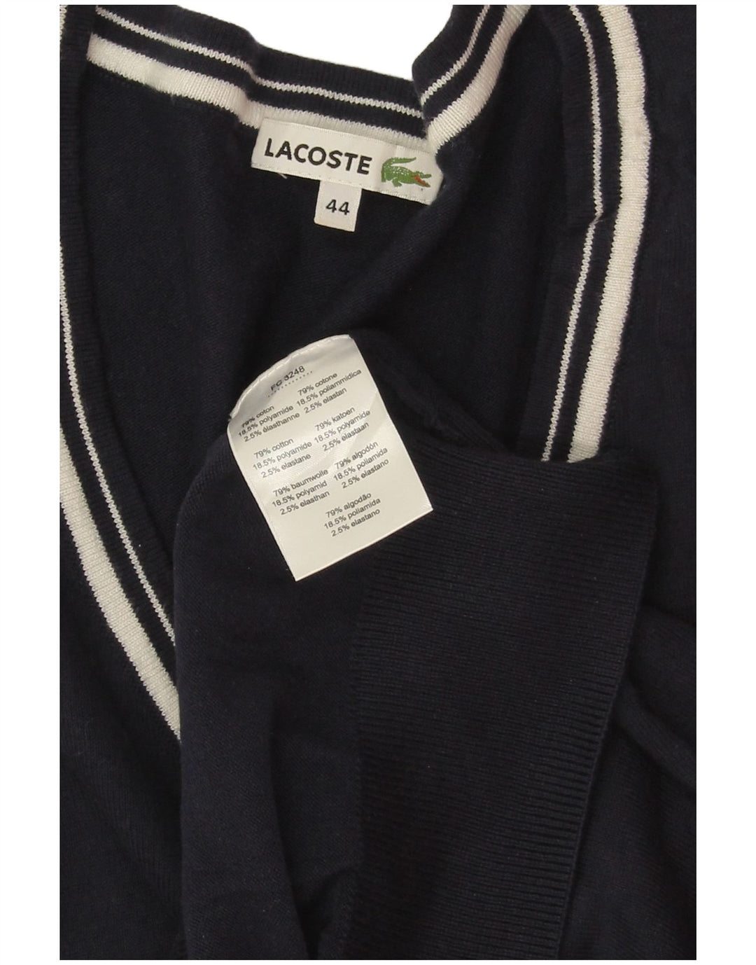 Lacoste Dame V-hals sweater Størrelse 44 Stor Marineblå Bomuld
