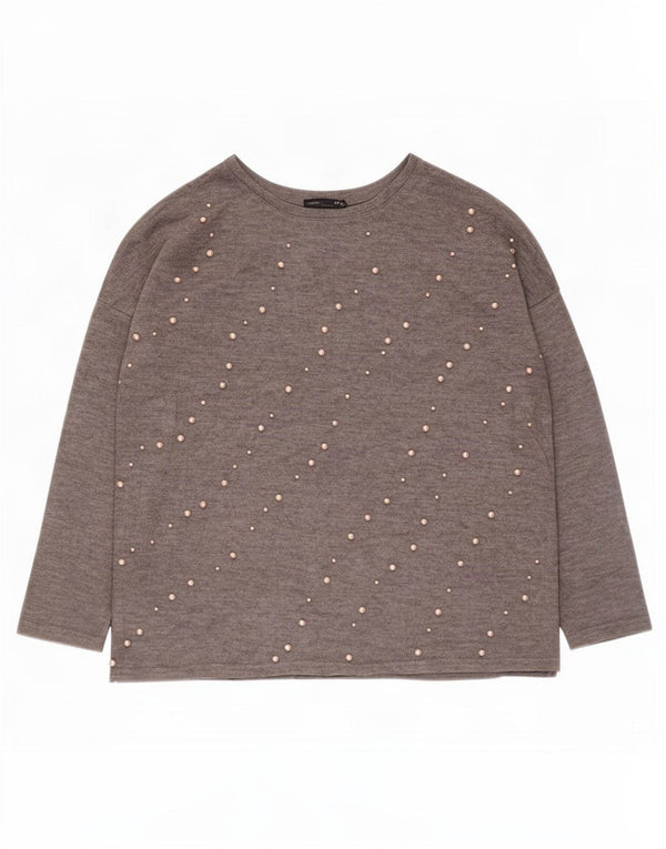 Zara Dame Oversized Top Langærmet UK 14 Medium Grå