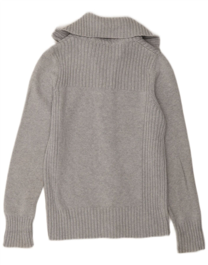 Marks & Spencer dame cardigan sweater med lynlås UK 12 mellemgrå bomuld