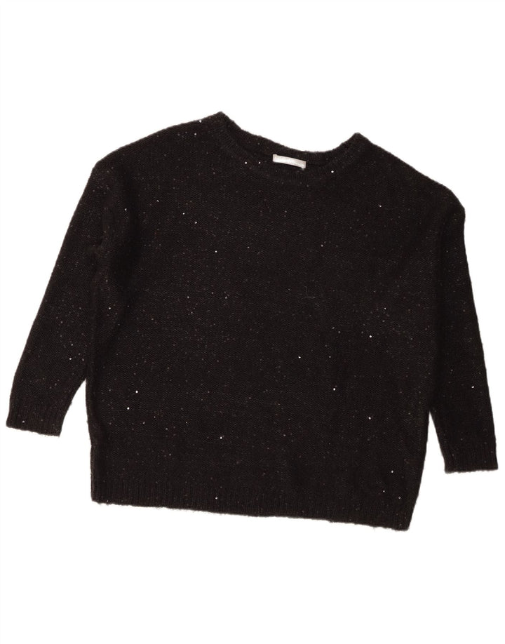 Marks & Spencer Dame Oversized Boat Neck Jumper Sweater UK 14 Large Black