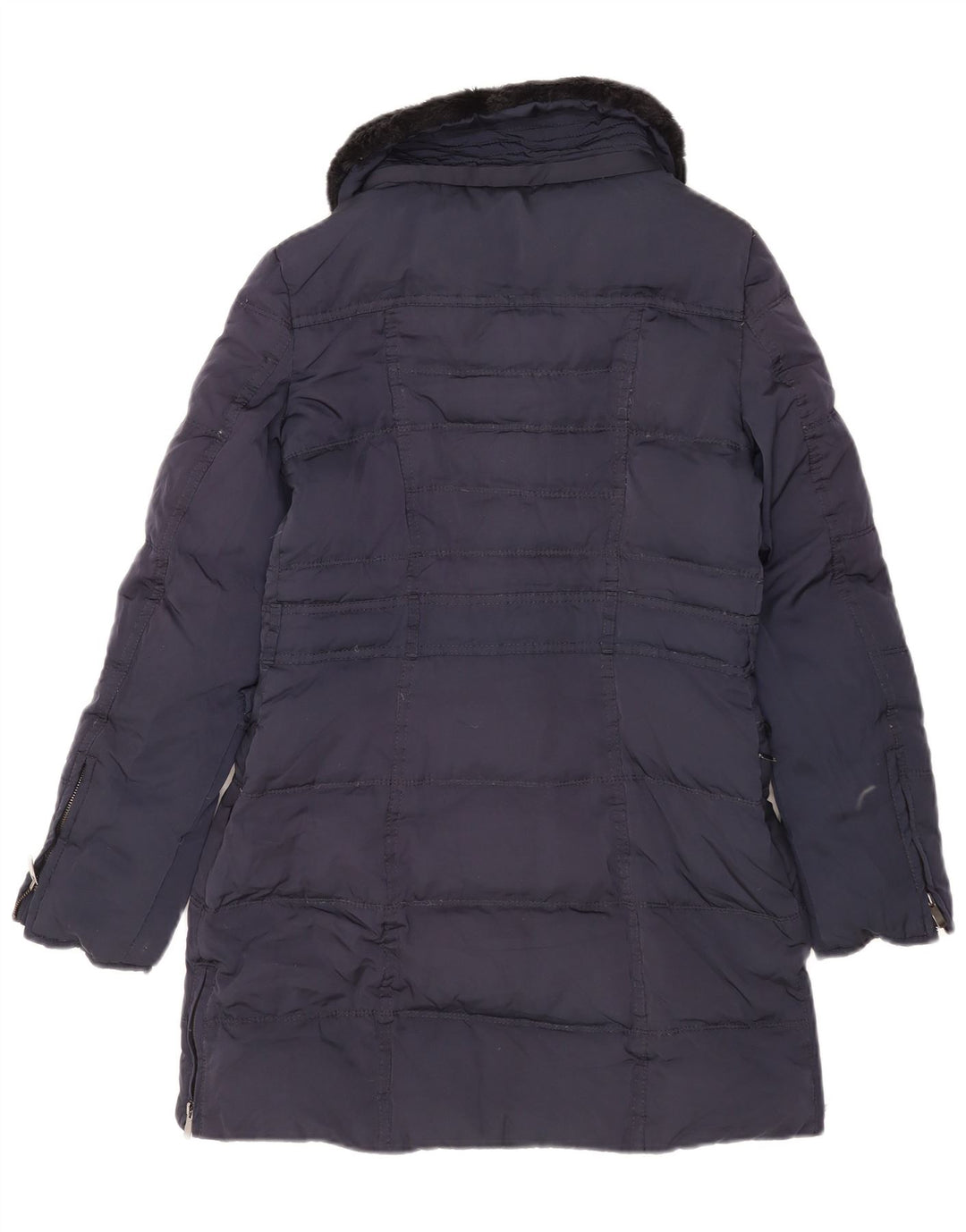Zara Dame Polstret Frakke UK 6 XS Navy Blue Polyester
