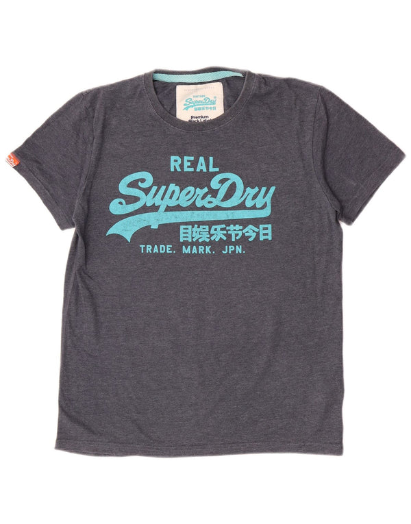 Superdry Herre Slim Fit Grafisk T-Shirt Top XL Blå Bomuld