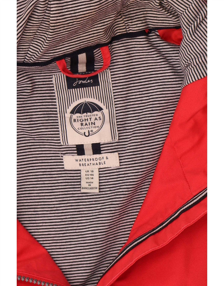 Joules Dame Hætte Oversized Regnjakke UK 18 XL Rød Bomuld