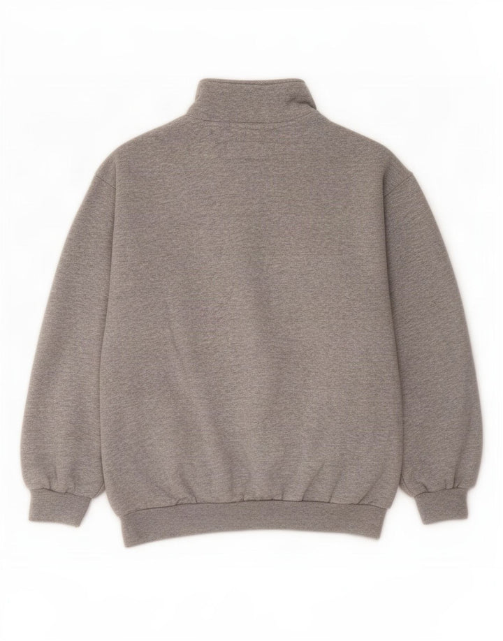 Diadora Herre grafisk sweatshirt med lynlåshals lille grå bomuld
