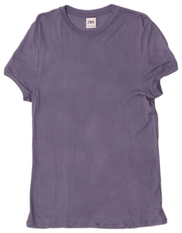 Zara Herre T-Shirt Top Medium Lilla Viscose