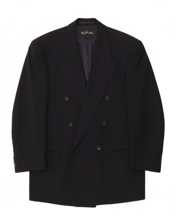 Hugo Boss Herre Double Breasted Blazer Jacket UK 40 Large Black Wool