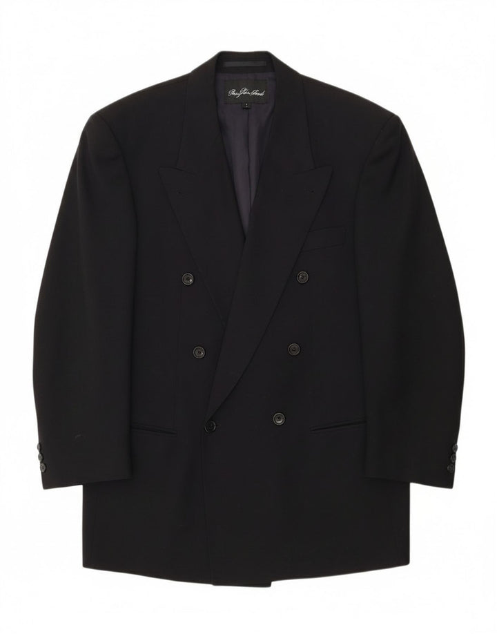 Hugo Boss Herre Double Breasted Blazer Jacket UK 40 Large Black Wool