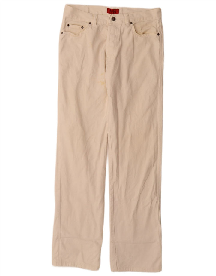 Hugo Boss Straight Jeans til mænd W32 L34 Off White Bomuld