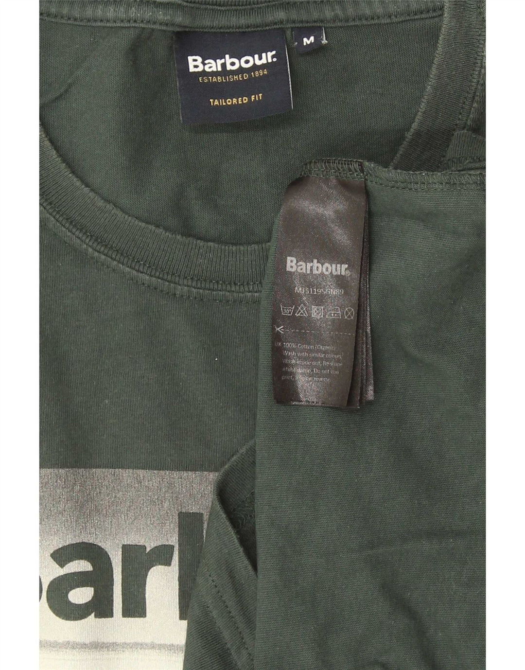 Barbour Herre skræddersyet pasform grafisk T-shirt top mellemgrøn bomuld