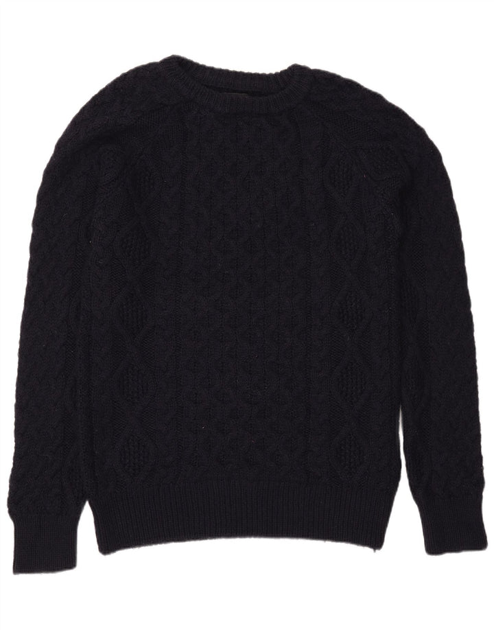 Zara Herre Boat Neck Jumper Sweater Stor Marineblå Uld