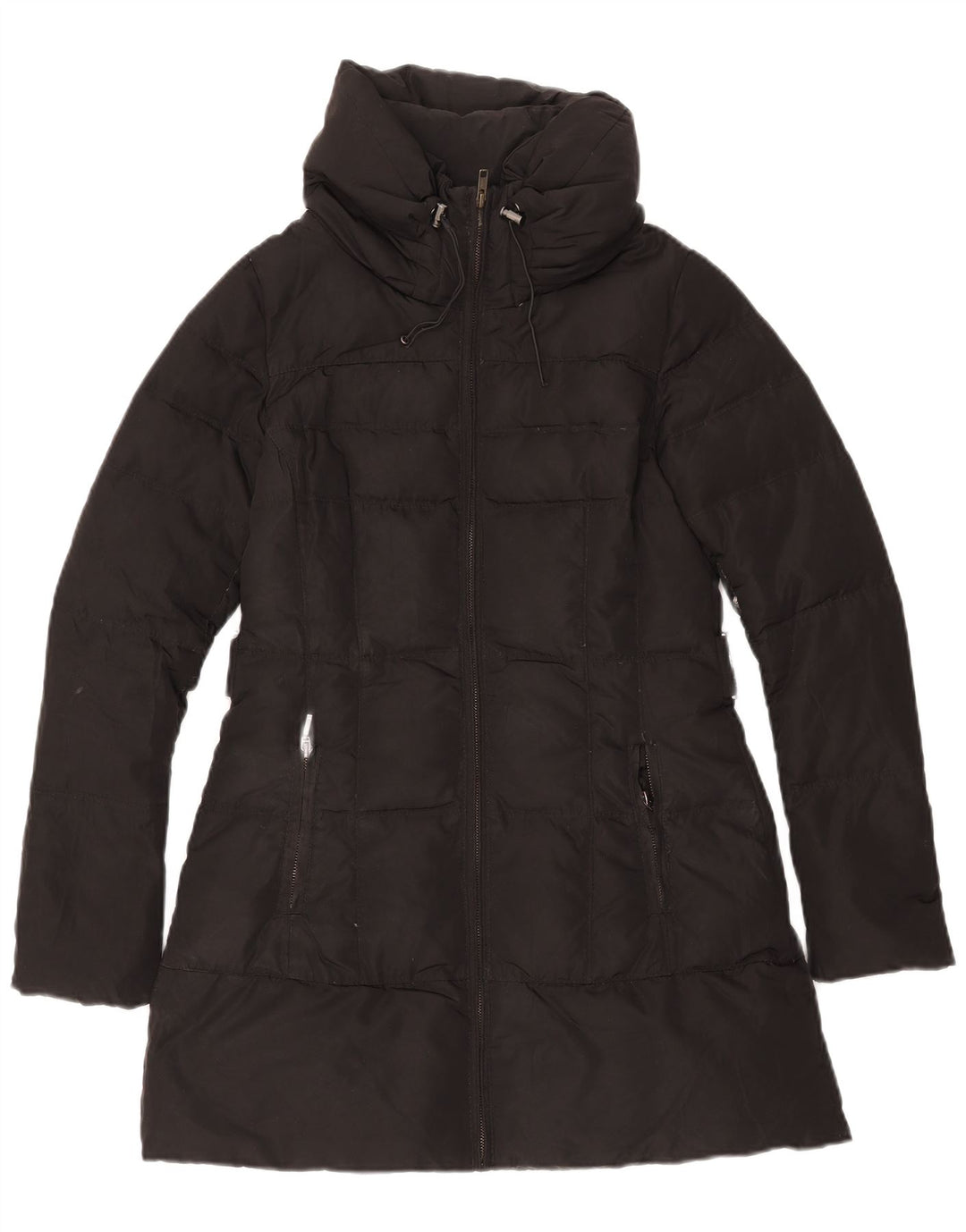 Zara Womens Polstret Frakke UK 10 Small Black Polyester