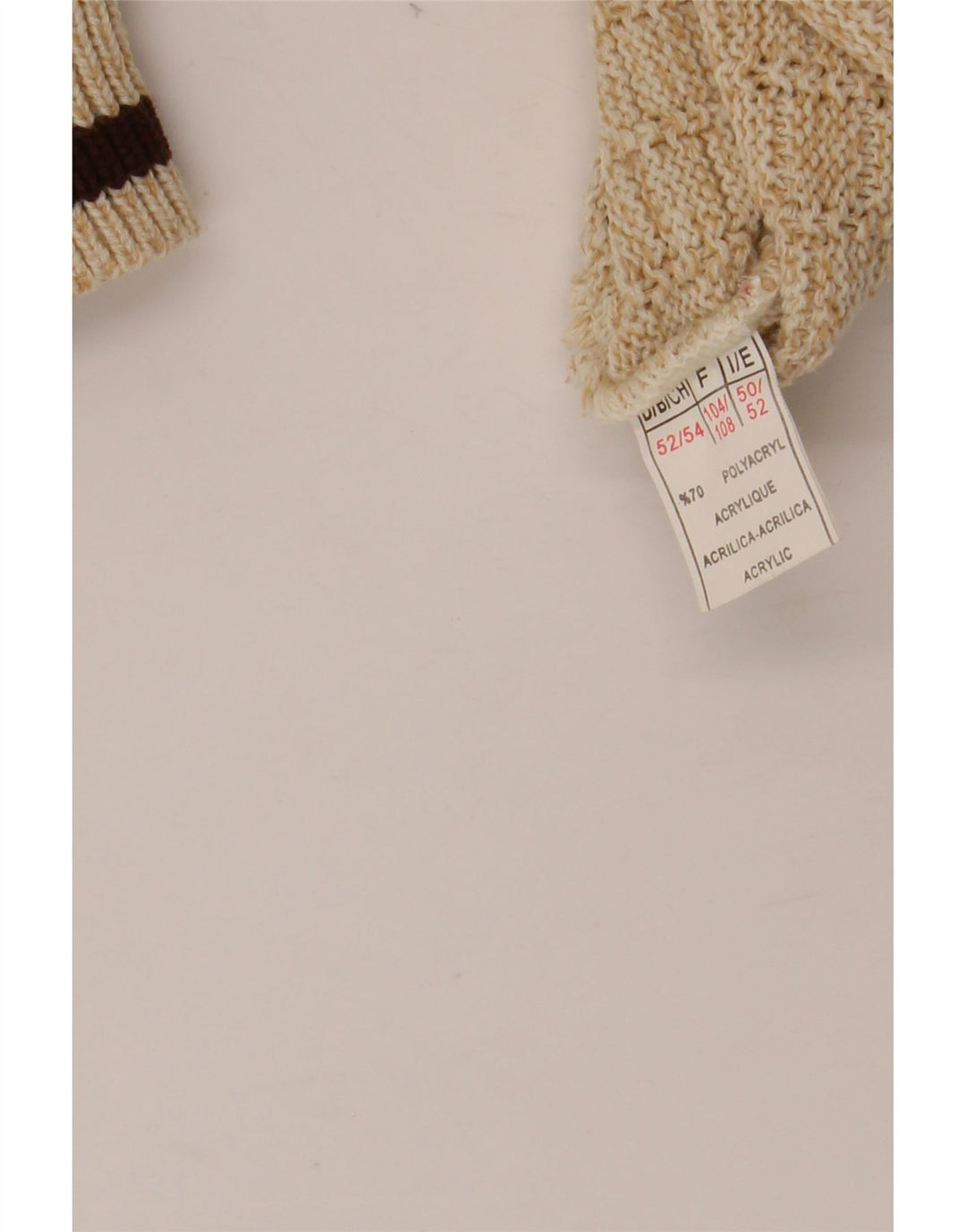 VINTAGE Herre grafisk rund hals sweater IT 52 XL Beige polyakryl