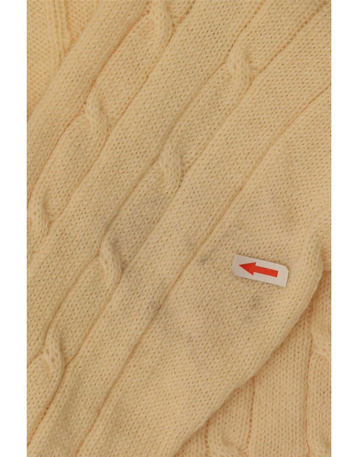 Vintage herre V-hals sweater Small Beige Colourblock