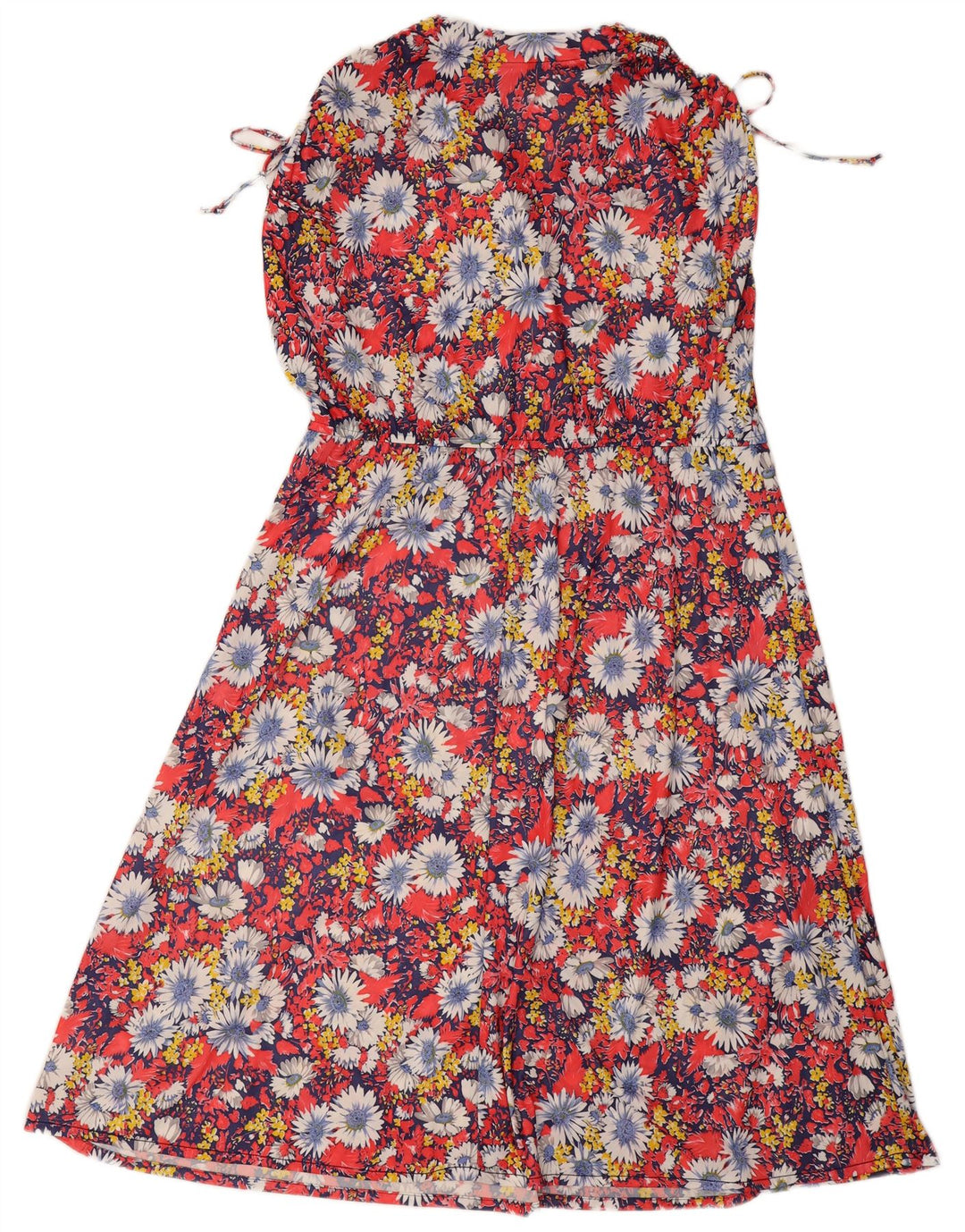 C & A Dame Ærmeløs A-Line Kjole EU 46 XL Rød Blomster Polyester