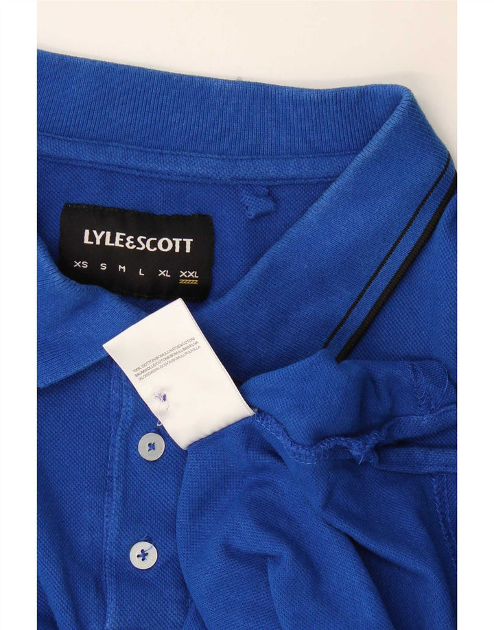 Lyle & Scott herre poloshirt 2XL blå stribet bomuld