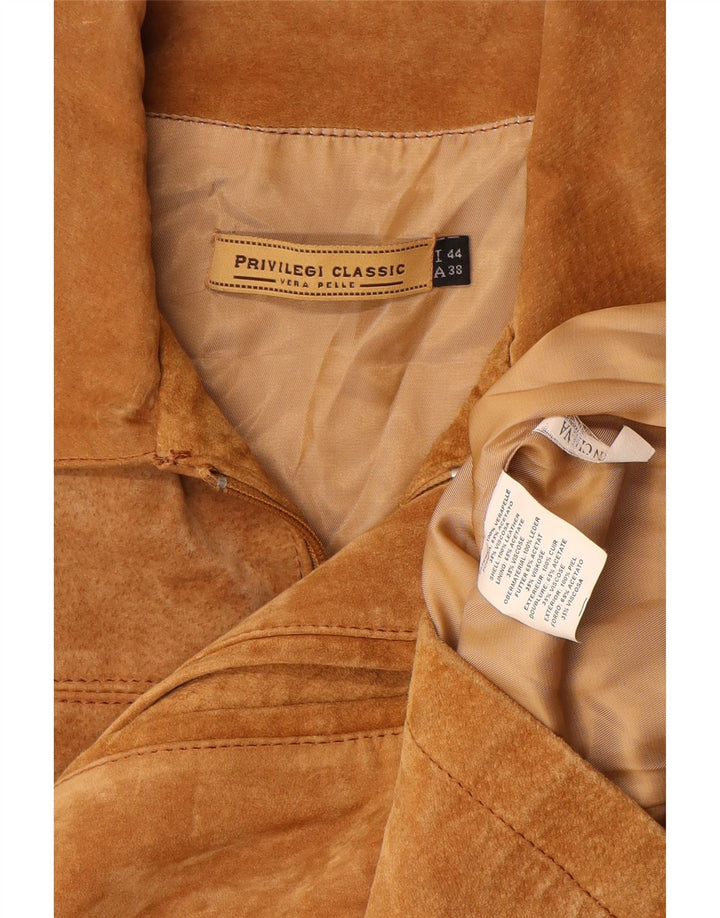 Privilegi Dame Ruskindsjakke IT 44 Medium Beige Læder