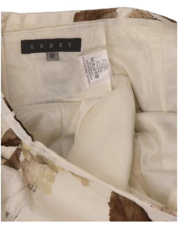 COAST A-line nederdel til kvinder UK 10 Small W28 White Floral Bomuld