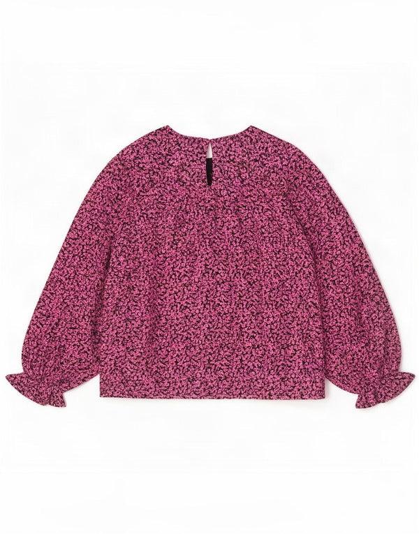 Udvalgt langærmet damebluse top UK 18 XL Pink Floral Polyester